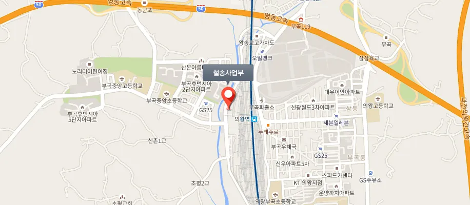 철도운송사업부 위치 지도